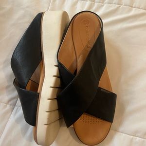 Corsica Como Crisscross Black Platform Wedge Sandals 9